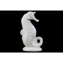 Marine Seahorse Figurine on Base Large Gloss Finish White - Benzara-Animal Statue-White-JadeMoghul Inc.