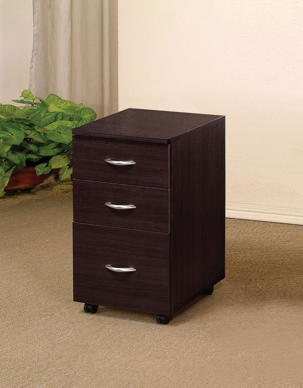 Marlow File Cabinet With 3 Drawers, Espresso Brown-Filing Cabinets-Brown-Wood Veneer PB-JadeMoghul Inc.