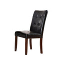 Marstone Transitional Side Chair, Brown Cherry & Black, Set Of 2-Armchairs and Accent Chairs-Brown Cherry & Black-Leatherette Solid Wood Wood Veneer & Others-JadeMoghul Inc.