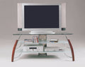 Martini TV Stand, Brown Cherry & Chrome-Entertainment Centers and Tv Stands-Brown Cherry,chrome-Wood Metal & Glass-JadeMoghul Inc.