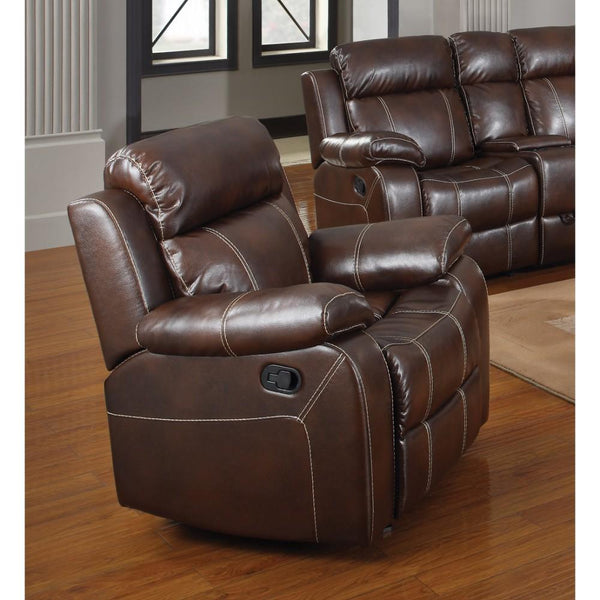 Marvelous Glider Recliner With Pillow Arms, Brown-Recliner Chairs-Brown-BREATHABLE PU-JadeMoghul Inc.