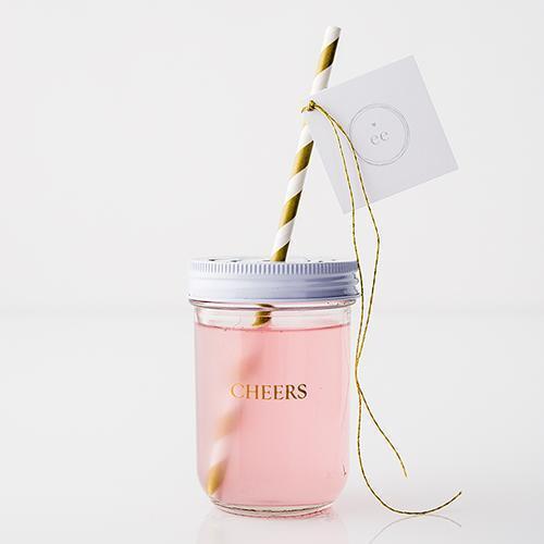 Mason Jar Drink Glasses with Rose Cut in White Lid White (Pack of 12)-Favor Boxes Bags & Containers-JadeMoghul Inc.
