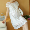 Maternity Clothes - Hollow Lace White Dress for Pregnant Women-White-M-JadeMoghul Inc.