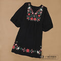 Maternity Comfortable Embroidered Cotton A-Line Dress Top-black-M-JadeMoghul Inc.