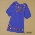 Maternity Comfortable Embroidered Cotton A-Line Dress Top-blue-M-JadeMoghul Inc.