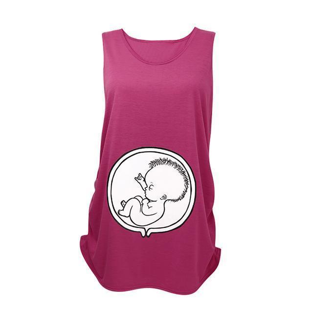 Maternity Comfortable Sleeveless Printed Top-hot pink-M-JadeMoghul Inc.