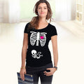 Maternity Cute Printed Short Sleeved Tshirt Top-Black skeleton-L-JadeMoghul Inc.