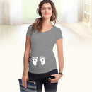 Maternity Cute Printed Short Sleeved Tshirt Top-grey baby feet-L-JadeMoghul Inc.