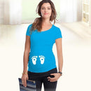 Maternity Cute Printed Short Sleeved Tshirt Top-Lake Blue Feet-L-JadeMoghul Inc.