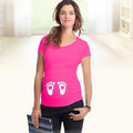 Maternity Cute Printed Short Sleeved Tshirt Top-pink lucky grass-L-JadeMoghul Inc.