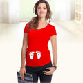 Maternity Cute Printed Short Sleeved Tshirt Top-red baby feet-L-JadeMoghul Inc.