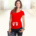 Maternity Cute Printed Short Sleeved Tshirt Top-red lucky grass-L-JadeMoghul Inc.