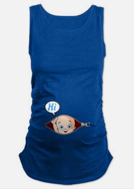 Maternity cute Printed sleeveless T Shirt top-as photo 10-S-JadeMoghul Inc.