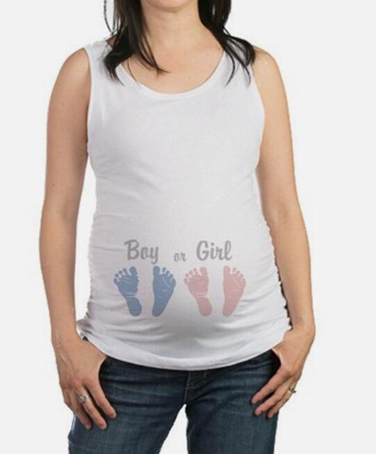 Maternity cute Printed sleeveless T Shirt top-white-S-JadeMoghul Inc.
