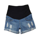 Maternity Distressed Denim Shorts With Belly Support-Blue-L-JadeMoghul Inc.