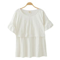 Maternity Nursing Cotton Top With Ruffled Sleeves-White-M-JadeMoghul Inc.