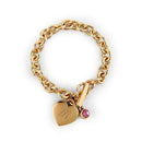 Matte Gold Toggle Charm Bracelet with Gemstone Charm Ruby (july) (Pack of 1)-Personalized Gifts for Women-JadeMoghul Inc.