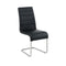 Mauna Contemporary Side Chair With Steel Tube, Black Finish, Set Of 2-Armchairs and Accent Chairs-Black-Chrome Leatherette-JadeMoghul Inc.