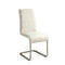 Mauna Contemporary Side Chair With Steel Tube,White Finish, Set Of Two-Armchairs and Accent Chairs-White-Chrome Leatherette-JadeMoghul Inc.