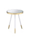 Mazon RoundEnd Table, Mirror-Antique Brass & White-Side Tables and End Tables-Brass & White-Mirror Rbw Metal-JadeMoghul Inc.