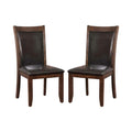 Meagan I Transitional Side Chair, Brown Cherry, Set Of 2-Armchairs and Accent Chairs-Brown Cherry-Wood Leather-JadeMoghul Inc.