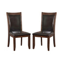 Meagan I Transitional Side Chair, Brown Cherry, Set Of 2-Armchairs and Accent Chairs-Brown Cherry-Wood Leather-JadeMoghul Inc.