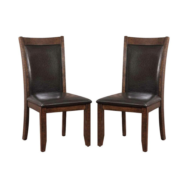 Meagan I Transitional Side Chair, Brown Cherry, Set Of 2-Armchairs and Accent Chairs-Brown Cherry-Wood Leather-JadeMoghul Inc.