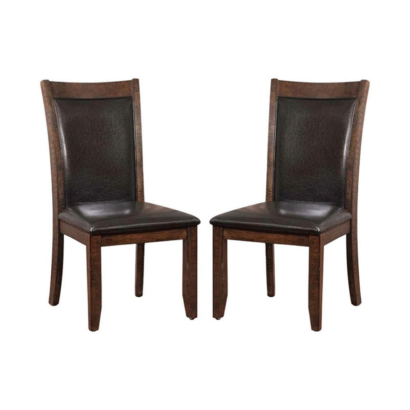 Meagan I Transitional Side Chair, Brown Cherry, Set Of 2-Armchairs and Accent Chairs-Brown Cherry-Wood Leather-JadeMoghul Inc.