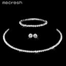 Mecresh Silver Color Circle Crystal Bridal Jewelry Sets African Beads Rhinestone Wedding Necklace Earrings Bracelet Sets 3TL002-Single Row-JadeMoghul Inc.