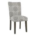 Medallion Pattern Fabric Upholstered Parsons Chair with Wooden Legs, Gray and Brown, Set of Two-Dining Chairs-Gray and Brown-Fabric, Hardwood and Plywood-JadeMoghul Inc.