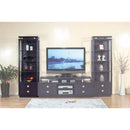 Media Cabinets Spacious Media Tower With Square Bar Drawer Handles, Dark Brown Benzara