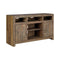 Media Storage Cabinets & Racks Pine Wood TV Stand with LED Fireplace Option and Two Side Cabinets, Large, Brown Benzara