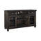Media Storage Cabinets & Racks Spacious Pine Wooden TV Stand with LED Fireplace or Audio System Insert, Large, Brown Benzara