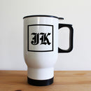 Custom Mugs Medieval Initials White Travel Mug