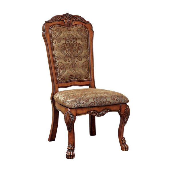 Medieve Side Chair Seat - Cal Foam, Antiqued Oak Finish,Set Of Two-Armchairs and Accent Chairs-Antiqued Oak-Fabric Solid Wood Wood Veneer & Others-JadeMoghul Inc.