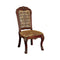 Medieve Traditional Side Chair, Cherry Finish, Set Of Two-Armchairs and Accent Chairs-Cherry-Fabric Solid Wood Wood Veneer & Others-JadeMoghul Inc.