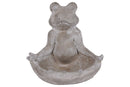 Meditating Frog Figurine In Gyan Position With Candle Holder, Gray-Animal Statues-Gray-Cement-Concrete Finish-JadeMoghul Inc.