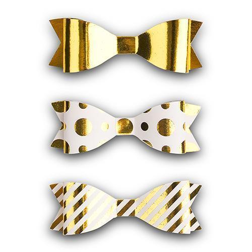 Medium Assorted Metallic Gold Paper Bows (Pack of 12)-Favor-JadeMoghul Inc.