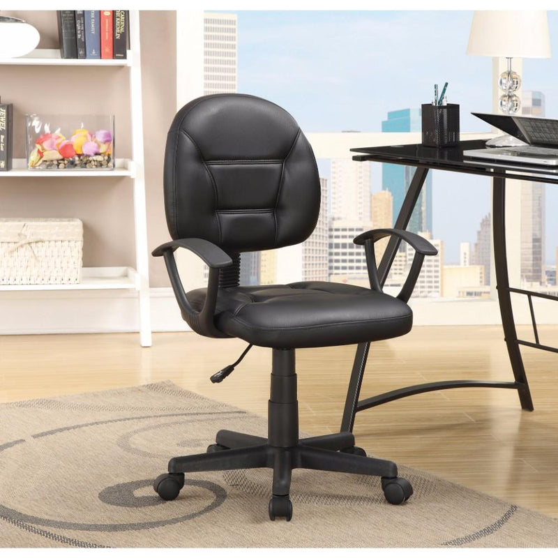 Medium Back Office Chair, Black-Desks and Hutches-BLACK-PU-JadeMoghul Inc.