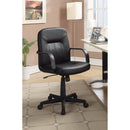 Medium Back Office Leather Chair, Black-Armchairs and Accent Chairs-BLACK-POLYURETHANE-JadeMoghul Inc.