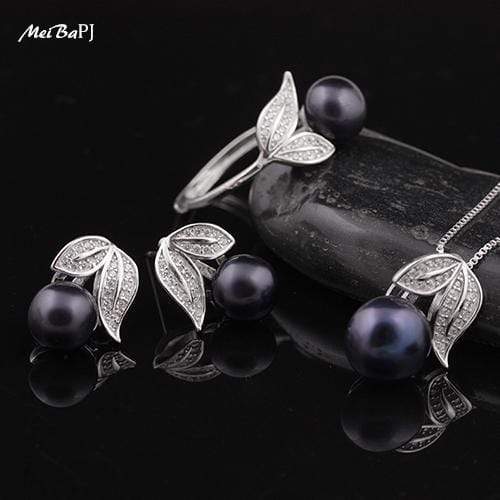 [MeiBaPJ]Amazing price 925 sterling silver jewelry 100% real natural freshwater pearl jewelry set for women