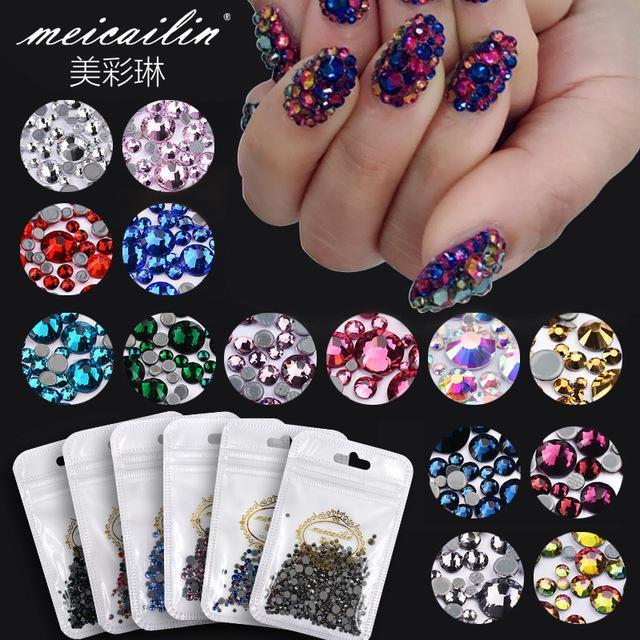 Meicailin 5g Nail Art AB Color HotFix Rhinestone Crystal AB Color DIY Flatback Nail Rhinestones Decoration Crystal Stones-1-JadeMoghul Inc.