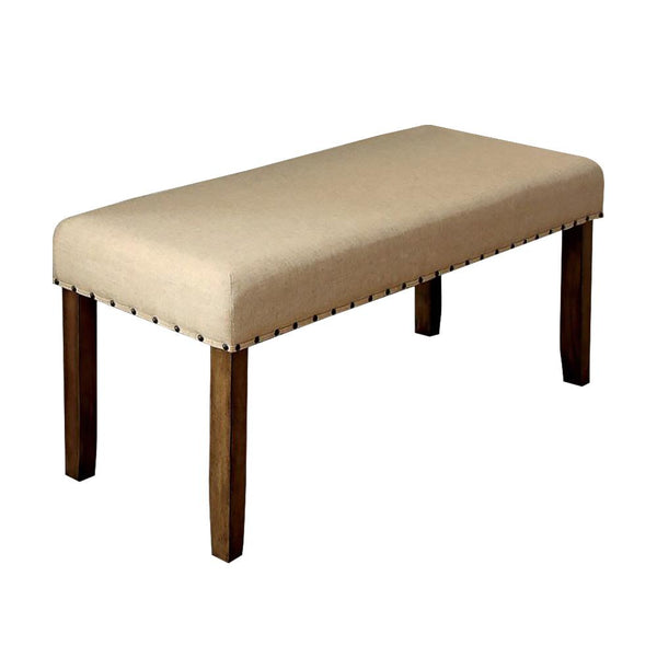 Melston I Transitional Style Bench, Natural Tone-Accent and Storage Benches-Natural Tone-Fabric Solid Wood Wood Veneer & Others-JadeMoghul Inc.