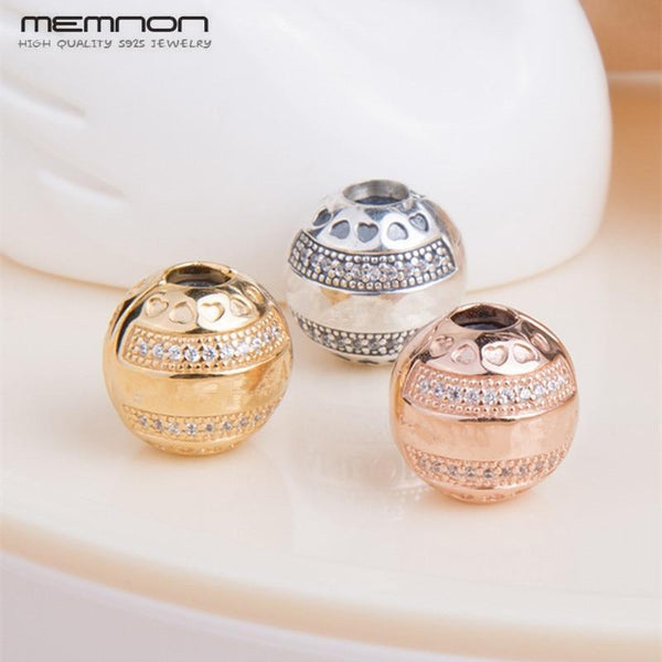 Memnon autumn collection round charms 925 sterling silver jewelry clip bead fit charm bracelet diy for women fashion accessories-Gold-plated-JadeMoghul Inc.