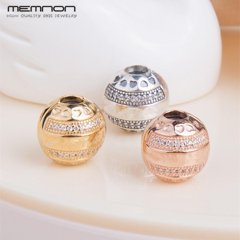 Memnon autumn collection round charms 925 sterling silver jewelry clip bead fit charm bracelet diy for women fashion accessories-Gold-plated-JadeMoghul Inc.
