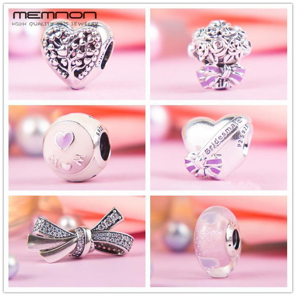 Memnon Mother's day collection love mom best bridesmaid charms 925 sterling silver hearts beads fit bracelets diy gift to mom-BE561-JadeMoghul Inc.