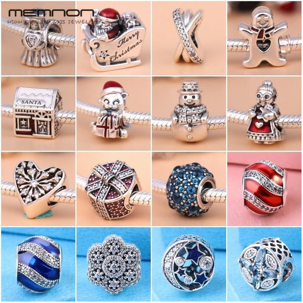 Memnon winter collection charms 925 sterling silver fine jewelry Snowman Santa beads fit bracelets DIY gift for Christmas BE413-BE413-JadeMoghul Inc.