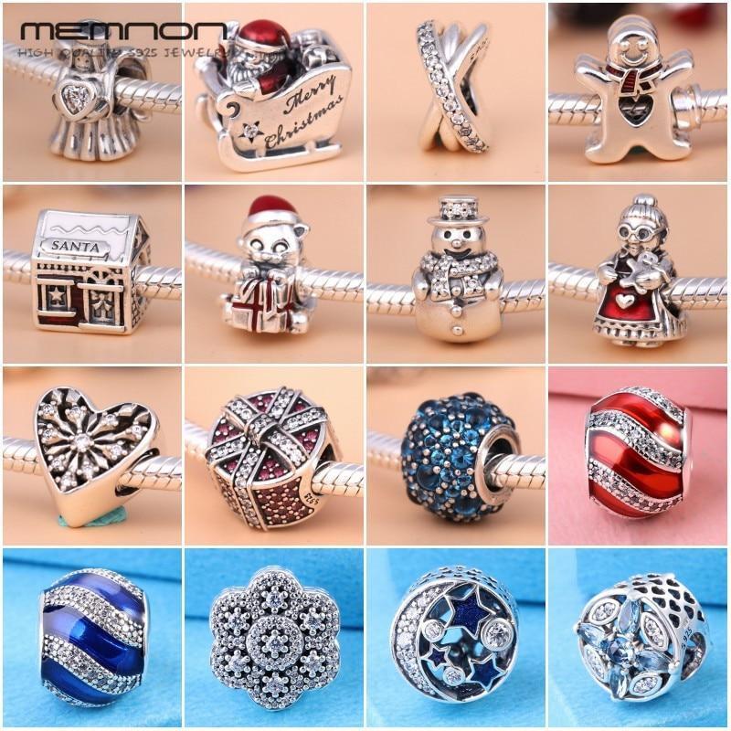 Memnon winter collection charms 925 sterling silver fine jewelry Snowman Santa beads fit bracelets DIY gift for Christmas BE413-BE413-JadeMoghul Inc.