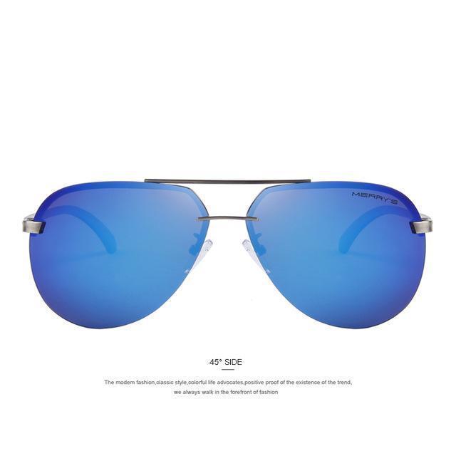 Men 100% Polarized Aluminum Alloy Frame Sunglasses-C03 Blue-JadeMoghul Inc.