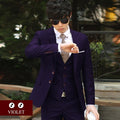 Men 3-pieces Slim Fit Suit-2 violet-S-JadeMoghul Inc.